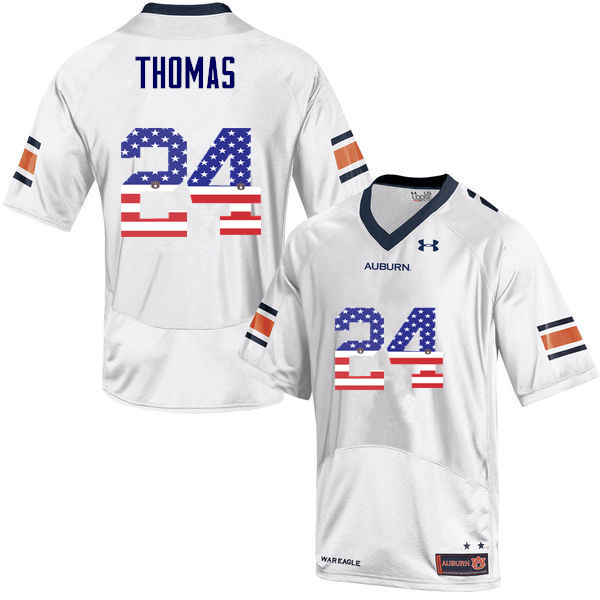 Men's Auburn Tigers #24 Daniel Thomas USA Flag Fashion White College Stitched Football Jersey